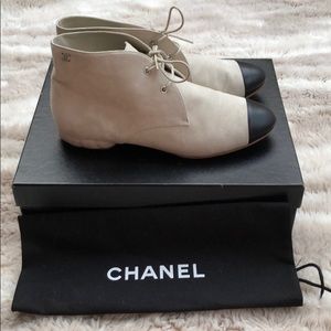 Chanel Light Beige Suede Leather Boots